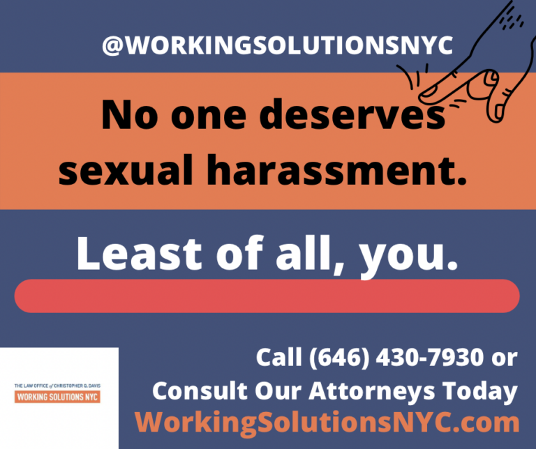 Featured image for No One Deserves Sexual Harassment in the Workplace. Least of All, You. Call or Live Chat Working Solutions NYC Today.