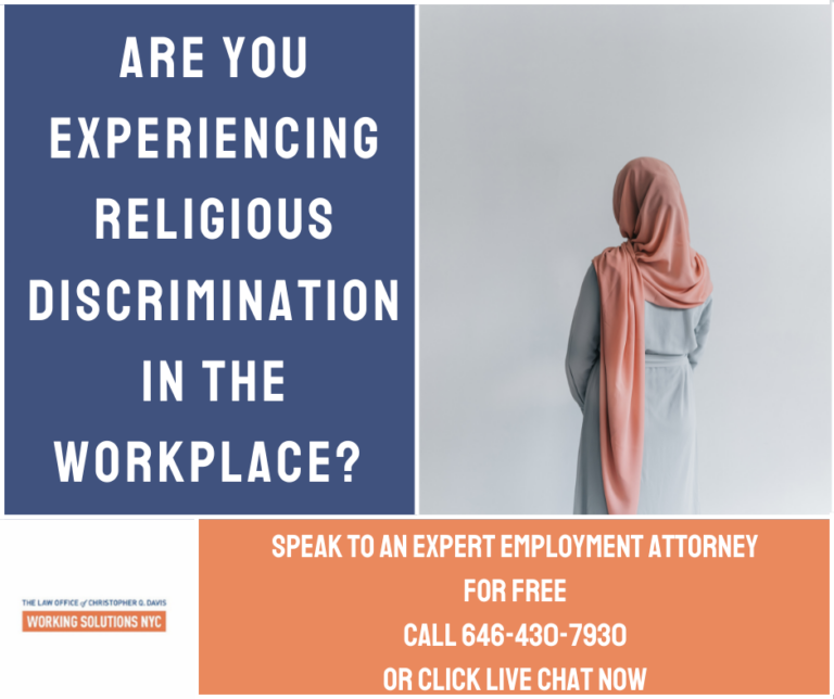 Featured image for Are You Experiencing Religious Discrimination in the Workplace? Call or Live Chat Today!