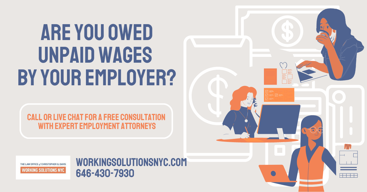 unpaid wages in New York, NY, and New Jersey (Livingston)