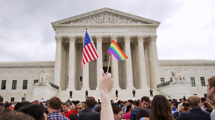 LGBT and USA Flag In Front of USSC